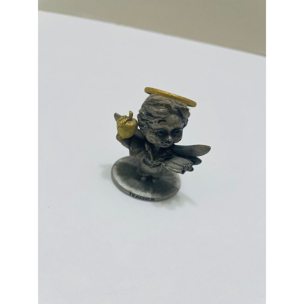 Vintage 1920 Cathedral Genuine Fine Pewter Lil Angels Teacher 1"inch Figurine